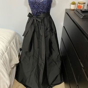 BLACK AND BLUE BOW DRESS